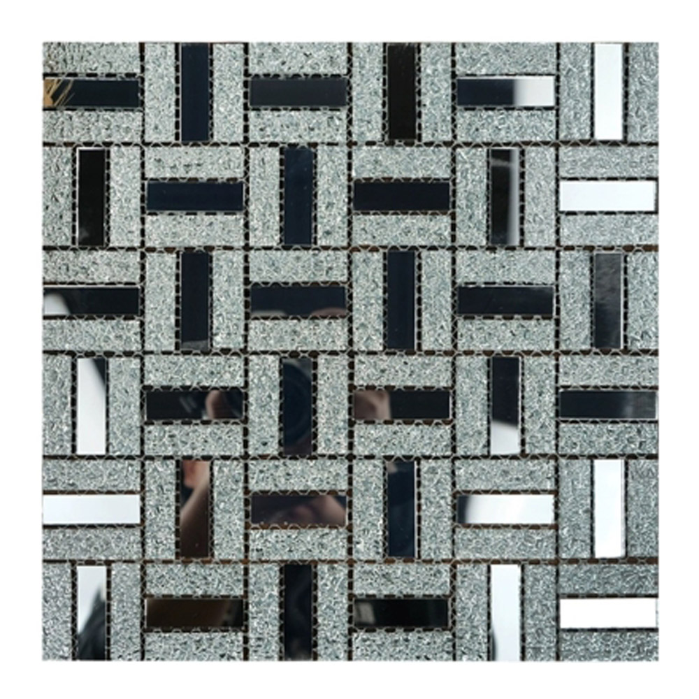 BM93151-01 Piastrella in vetro pannello adesivo 30x30cm eleganza brillante argento - immagine 1