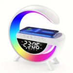 Luce Notturna Multifunzione con Ricarica Wireless e Altoparlante Bluetooth
