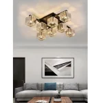 PLAFONIERA LAMPADARIO DA SOFFITTO DESIGN MODERNO CON 8 CUBI CRISTALLO 93x93cm