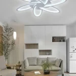 Lampadario moderno plafoniera a soffitto led con forma fiore luce bianca fredda 59W Bianco, Naturale e Giallo 70x70cm