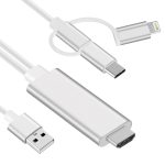 Cavo HDTV Multi-funzione con Adattatore 3 in 1 - MicroUSB, USB Tipo C e 8 Pin - immagine 2