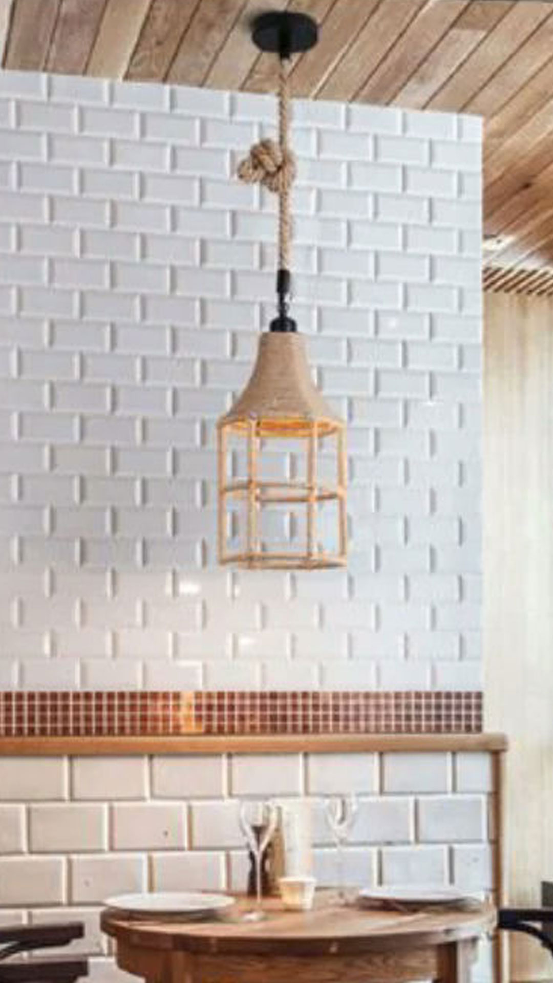 1 Lampadario in Corda Attacco E27 60W 21x41 cm - immagine 1