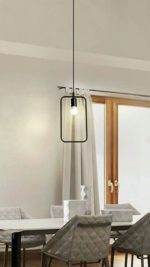 Lampadario Minimal in Ferro Attacco E27 60W 17x135 cm