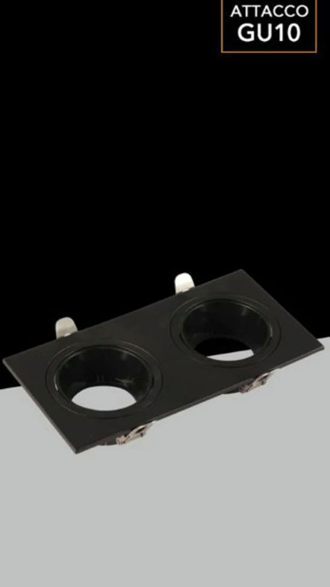 1 Porta Faretto LED Doppio Nero, Attacco GU10, Diametro 88 mm - immagine 1
