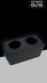 Porta Faretto LED Cubo Doppio in Alluminio Nero 99x198 mm