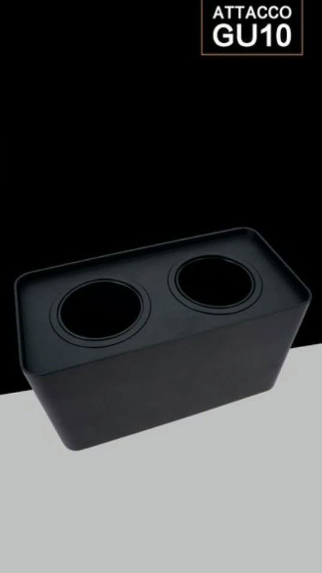 1 Porta Faretto LED Cubo Doppio in Alluminio Nero 99x198 mm - immagine 1