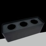 Porta Faretto LED Cubo Triplo in Alluminio Nero 99x298 mm