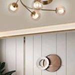 Lampadario in Metallo e Vetro con 6 Porta Lampade Attacco G9 76x66 cm