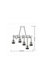 Lampadario Rustico con Lanterne 5 Attacchi E27 5x60W 100x130 cm - immagine 2
