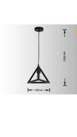 Lampadario Triangolare Attacco E27 60W 14,5x130 cm - immagine 2