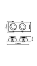 Porta Faretto LED Doppio Nero, Attacco GU10, Diametro 88 mm - immagine 2