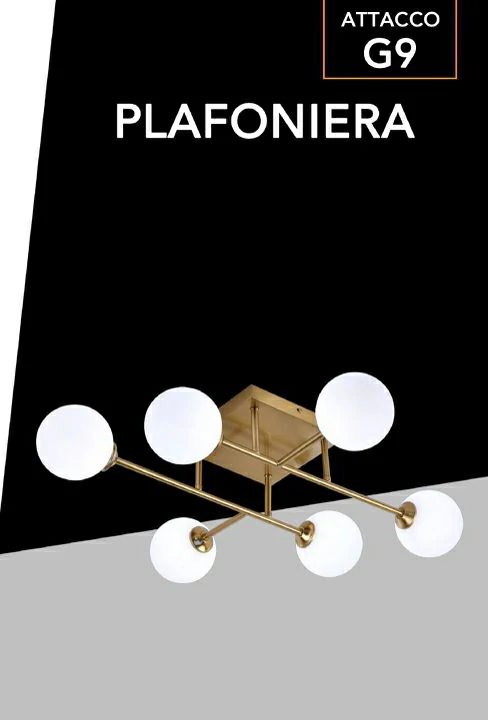 Plafoniera 6 Attacchi G9 70x17 cm Mod.025