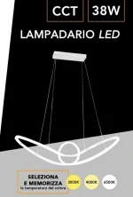 Lampadario LED Luce Variabile 87x22 cm 38W Mod.102