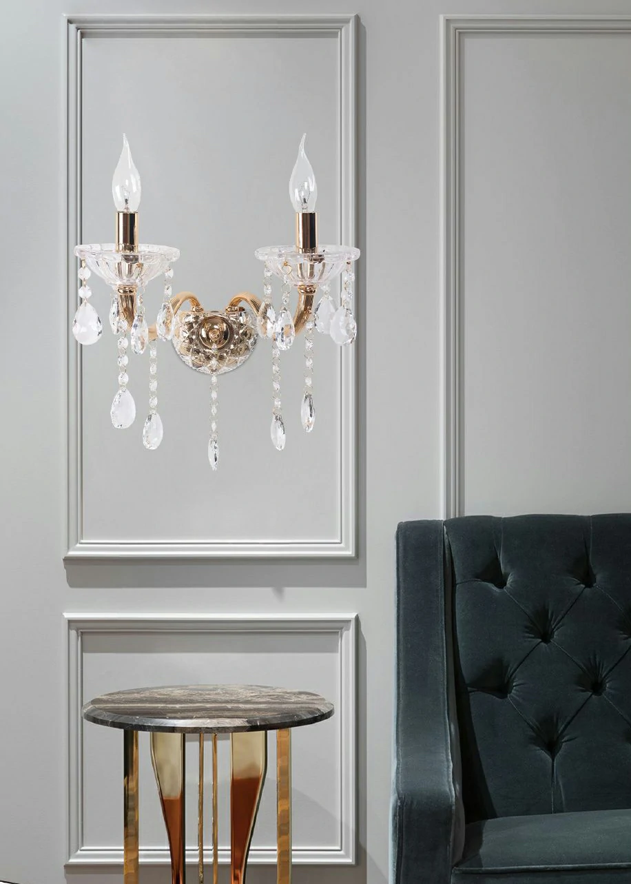 jencek Applique 2 Attacchi E14 25x36 cm Oro/Argento Mod.052
